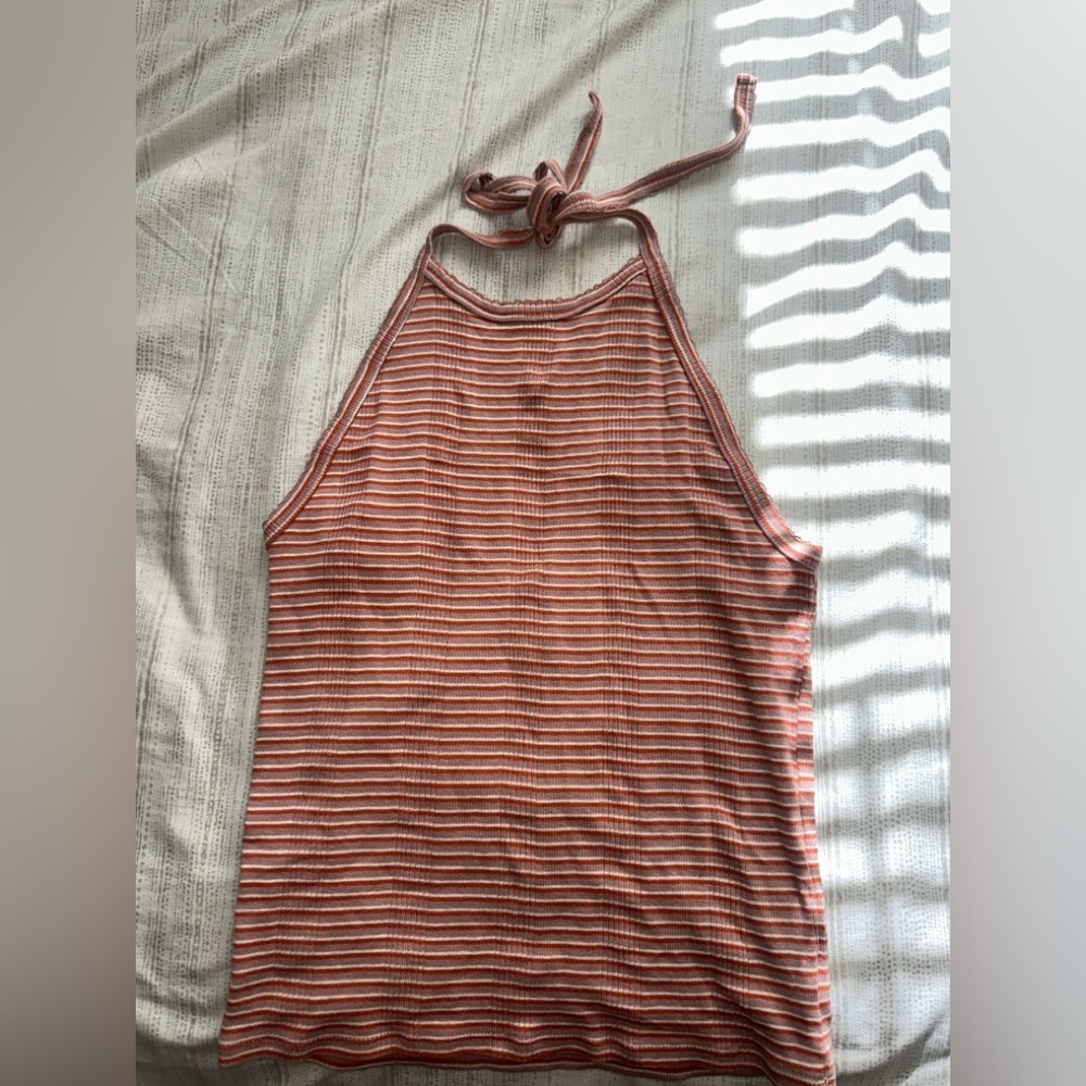 American Eagle Outfitters Brown and White Tie Front Sleeveless Tank Top
